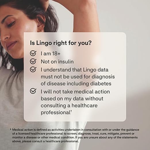 Lingo Continuous Glucose Monitor (CGM) & App (Pack of 2). Made by Abbott. Know the impact of what you eat. 1 Lingo biosensor lasts up to 14 Days*. Works with iOS and Android. US Only.