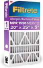 Filtrete 20x25x5 AC Furnace Air Filter, MPR 1550, MERV 12, Fits Trion AirBear, CERTIFIED Asthma & Allergy Friendly, Electrostatic Air Cleaning Filter, 1-Pack (actual size 19.56 x 24.13 x 4.75)