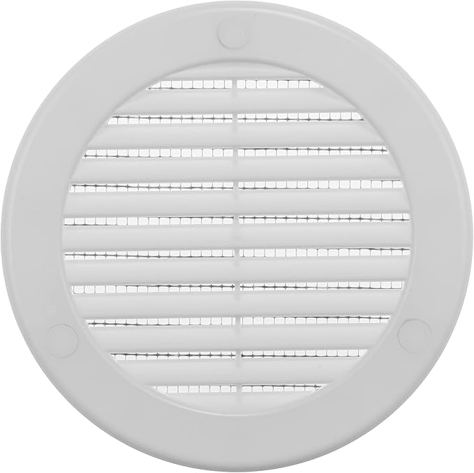 Vent Systems 4" Inch (Opening Dimensions) - Pack of 50 - White Soffit Vent Cover - Plastic Round Air Vent Grille - Built-in Mesh Screen - HVAC Register Louver for Bathroom, Home, Kitchen