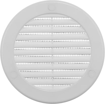 Vent Systems 4" Inch (Opening Dimensions) - Pack of 50 - White Soffit Vent Cover - Plastic Round Air Vent Grille - Built-in Mesh Screen - HVAC Register Louver for Bathroom, Home, Kitchen