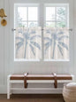 Summer Coconut Tree on Vintage Wood Grain Window Valance Curtains, Seaside Plants Light Filtering Kitchen Valance with 3-inch Rod Pocket for Living Room Bathroom Bedroom,2 Panel,27.5x36In
