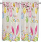 Happy Easter Living Room Curtains 72 Inches length, Spring Farmhouse Bunny Eggs Flower Beige Window Treatment Curtain Drapes, Light Filtering Drapes for Bedroom Laundry Room, 52"x72", 2 Panels