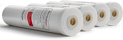 LiquaGen Activated Alumina + Carbon + KDF-55 Replacement Water Filter Cartridge – Helps Manage Fluoride, Chlorine & Taste, Refillable 2.5" x 10", 2.5" x 20", 4.5" x 10", 4.5" x 20" (4, 4.5" x 20")