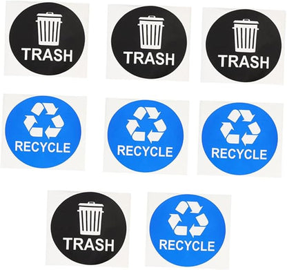 8pcs Garbage Sorting Stickers Waste Recycling Labels for Trash Can Adhesive PVC Sticker for Home School
