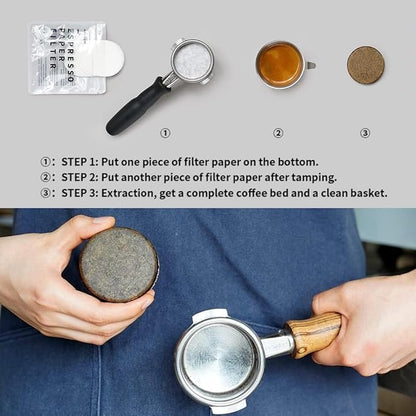 watchget 53mm Espresso Paper Filters - 1000 Pcs Unbleached Coffee Filter Papers for Espresso Machine, Puck Screen, Compatible with 54mm Portafilter Baskets