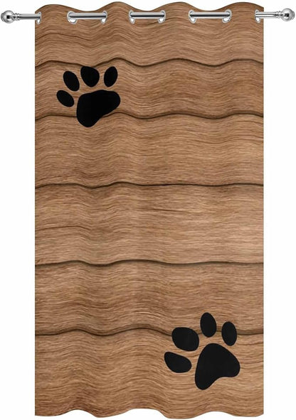 Wood Grain Outdoor Curtains for Patio Claws Animals Wooden Vintage Waterproof Outside Curtains with Grommet Top Weatherproof Curtain for Cabana Pergola Gazebo, 1 Panel, 54" W x 95" L