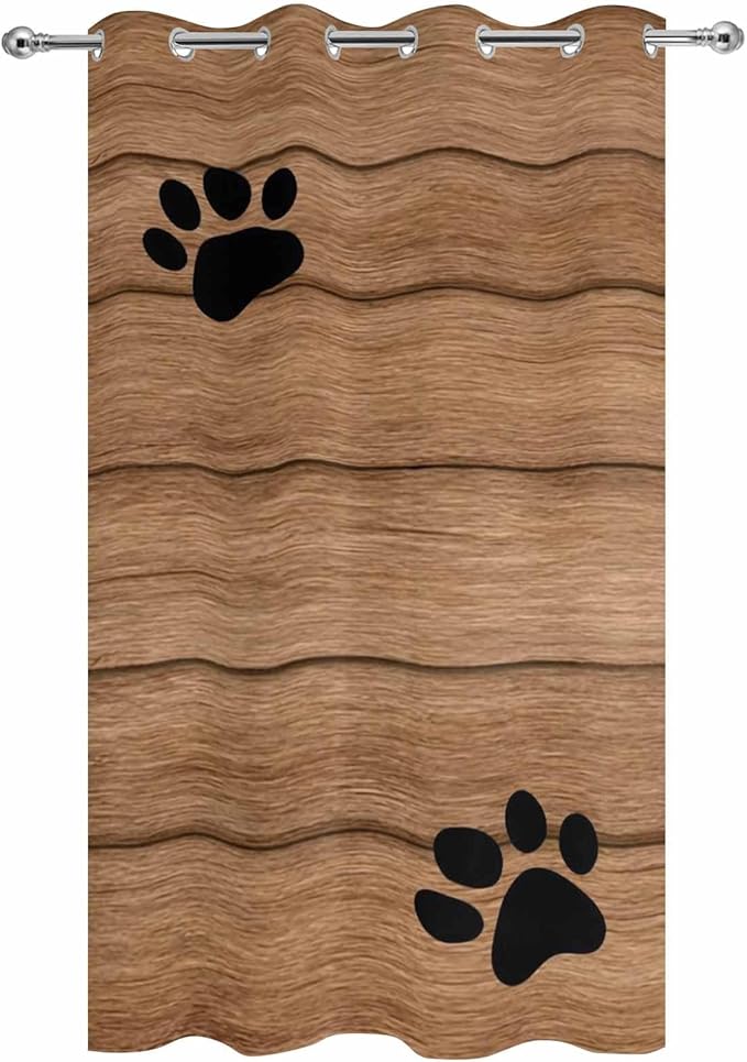 Wood Grain Outdoor Curtains for Patio Claws Animals Wooden Vintage Waterproof Outside Curtains with Grommet Top Weatherproof Curtain for Cabana Pergola Gazebo, 1 Panel, 54" W x 84" L