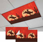 Fluorescent Light Covers for Drop Ceiling Western Cowboys Horse Riding on Red Magnetic Light Filters, Abstract Cactus Desert Ceiling Shade Filters for Home Classroom Office,2x4 ft,2Packs