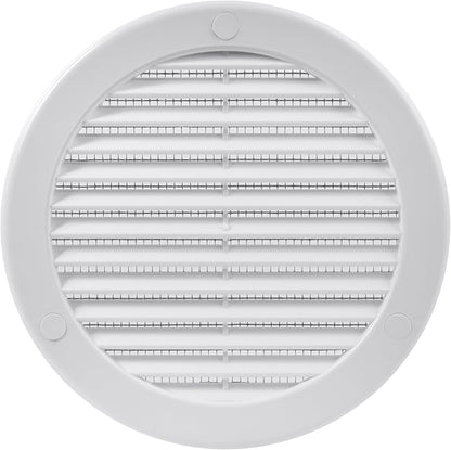 Vent Systems 5" Inch (Opening Dimensions) - Pack of 2 - White Soffit Vent Cover - Plastic Round Air Vent Grille - Built-in Mesh Screen - HVAC Register Louver for Bathroom, Home, Kitchen