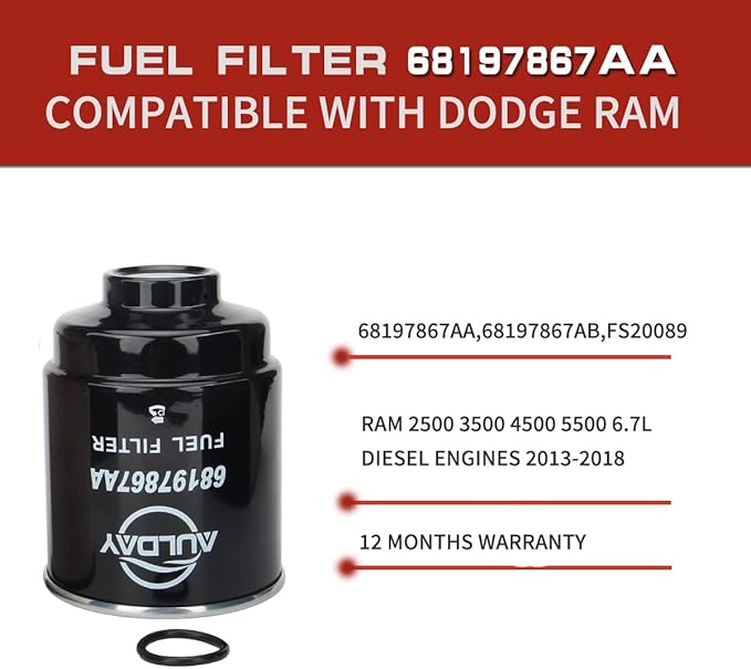 68197867AA 68157291AA 5083285AA 53034051AB Fuel Filter Water Separator & Oil Filter Air Filter Set Fits for 2013-2018 Dodge Ram 6.7L 2500 3500 4500 5500 Turbo Diesel Engines