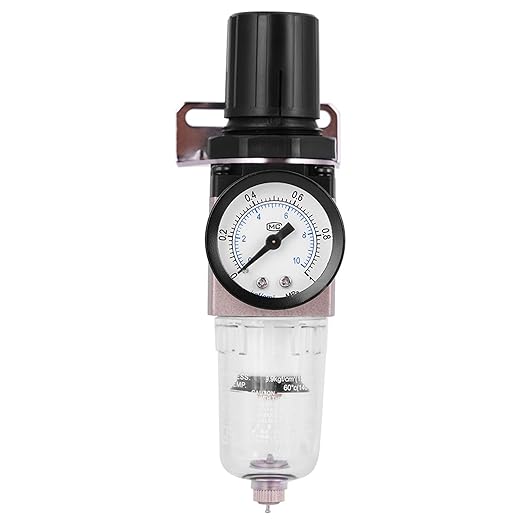 Air Compressor Filter Regulator Combo, AW2000 02 Water Oil Separator with Pressure Gauge, Pneumatic Filter Regulator Air Treatment Unit W Pressure Gauge