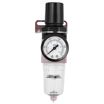 Air Compressor Filter Regulator Combo, AW2000 02 Water Oil Separator with Pressure Gauge, Pneumatic Filter Regulator Air Treatment Unit W Pressure Gauge