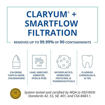 Aquasana SmartFlow® Reverse Osmosis Water Filter | RO Under Sink System | WQA Certified up to 99.99% of 90 contaminants Including Fluoride, PFAS, Arsenic, Lead, and Chlorine | Brushed Nickel Faucet