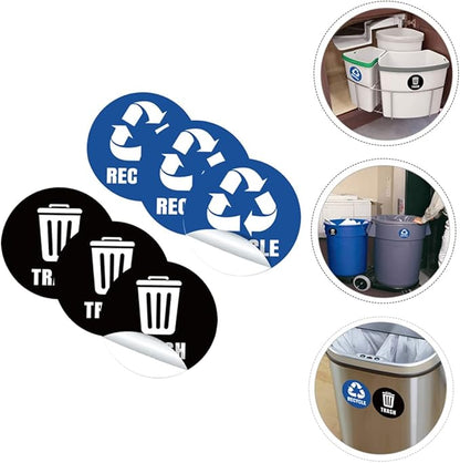 TEHAUX Self-Adhesive Garbage Sorting Stickers Waste Bin Decals for Recycling Identification Material Eco-Friendly Labels for Home Office Use