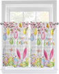 Happy Easter Kitchen Curtains 54 Inches length, Spring Watercolor Bunny Eggs Flower Grey Plaid Window Treatment Curtain Drapes, Thermal Insulated Drapes for Basement Hotel RV, 42"x54", 2 Panels