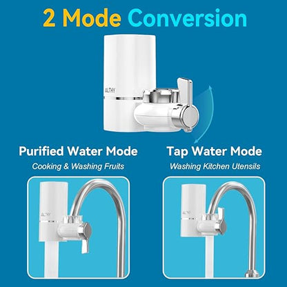 ALTHY Faucet Water Filter, BPA-Free Sink Tap Water Purifier, Certified Reduces Chlorine Heavy Metals & Bad Taste, Only Fits Standard Tap, Includes 1 System & 4 Filter