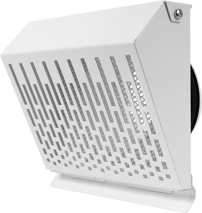 Vent Systems 4" Inch Exhaust Vent Cover with Rubber Gasket - White Galvanized Steel - Robust and Weatherproof Outdoor Air Exhaust Box - Duct or Surface Mounting - Rain and Snow Protection