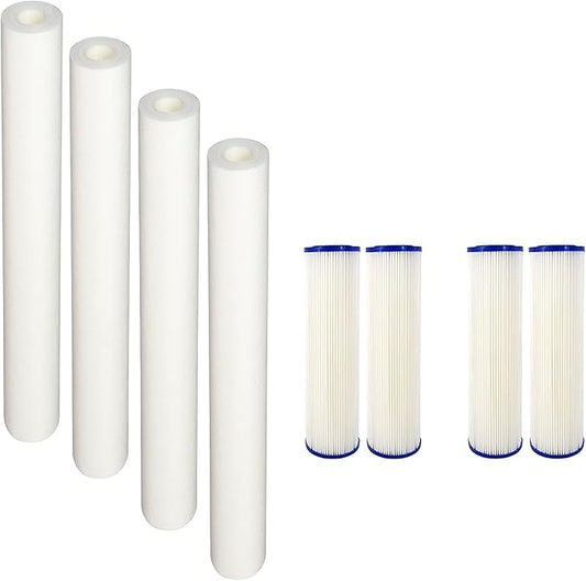 CFS – Whole House Water Filter Cartridges Compatible with EQ-304-20, EQ-PFC.35 Models – Removes Bad Taste and Odor – Replacement Filter Cartridge (4 Pack - Pre + Post Filter)