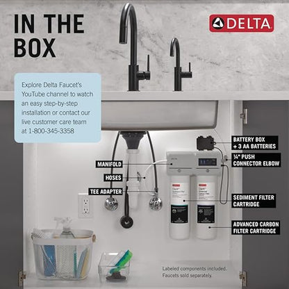Delta Clarifi Advanced 2 Stage Under Sink Water Filter System, Water Filter for Kitchen Sink Beverage Faucet, DWQ3502020