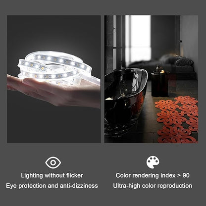 Illuminated LED Bathroom Mirror，Smart Lighted Bathroom Mirror for Wall，Smart Modern Bathroom Vanity Mirror，Waterproof，Shatterproof，with Touch Sensor/Dimming/Demister pad(H70*W90cm/H27.6*W35.4IN)