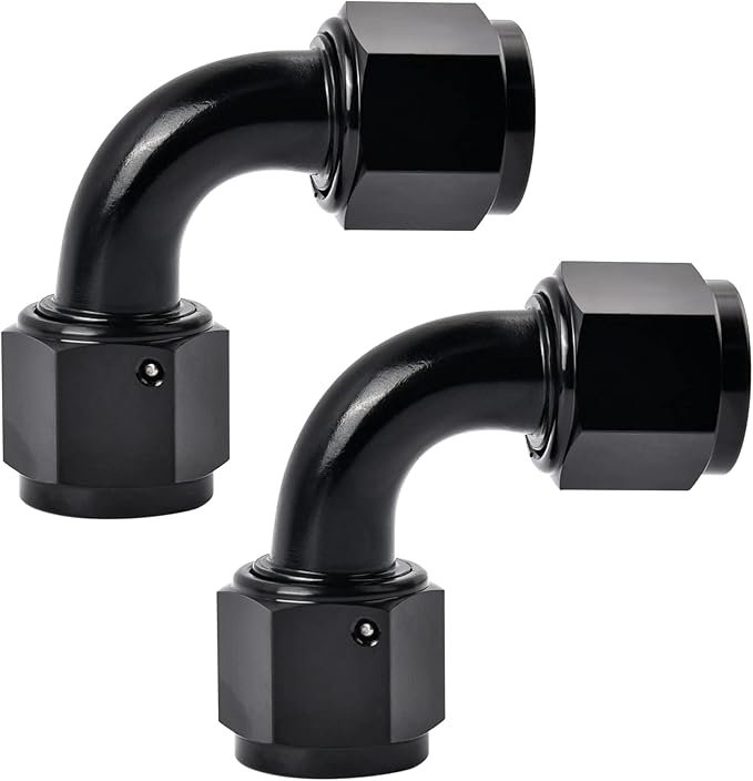 EVIL ENERGY 8AN Female to 8AN Female 90 Degree Swivel Coupler Union Fitting Adapter Aluminum Black 2PCS