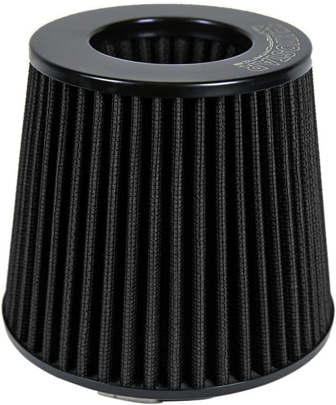 KYOSTAR Universal 3.5" (89mm) High-Flow Air Filter, Reusable Cone Cold Air Intake, High Performance Washable Clamp-On Car High Flow Air Kit, Flange Diameter: 3.5 Inch, Filter Height: 6.1 Inch, Black