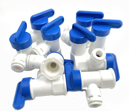 10pcs 1/4 inch FNPT to 1/4" Tank Ball Valve for Reverse Osmosis RO Water Storage Tanks Water Filter,Push to Connect Plastic Quick Connect RO Fittings
