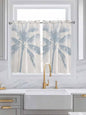 Summer Coconut Tree on Vintage Wood Grain Window Valance Curtains, Seaside Plants Light Filtering Kitchen Valance with 3-inch Rod Pocket for Living Room Bathroom Bedroom,2 Panel,52x54In