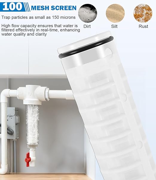 1-1/2" Spin Down Sand Separator for 50 Gpm Sediment Water Filter System, PVC Slip Fit Connections, 100 Mesh