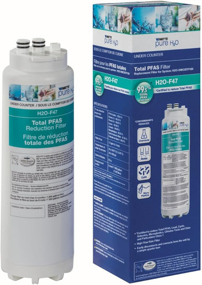 Watts Premier H2O-F47 Quick-Change Total PFAS Reduction Under Counter Water Filter Cartridge Replacement, Reduces Forever Chemicals, High Flow Rate 1.5 GPM, 1/4 Turn Quick Change, 1,900 Gal Capacity