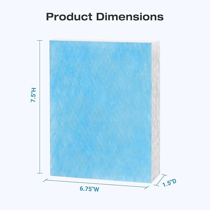 HFT600 Humidifier Wick Filter, for Honeywell Top Fill Tower Humidifier HEV615 HEV620 Series, Compared to Part HFT600T HFT600PDQ Wicking Filter, Replacement Filter T, Blue, 4 Pack
