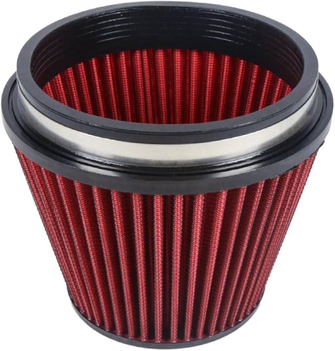 KYOSTAR Universal 6" (152mm) High-Flow Air Filter, Reusable Cone Cold Air Intake, High Performance, Washable, Clamp-On Car High Flow Air Kit, Flange Diameter: 6 Inch, Filter Height: 6.2 Inch, Red