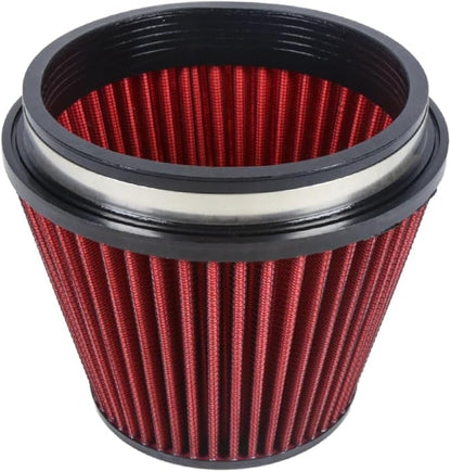 KYOSTAR Universal 6" (152mm) High-Flow Air Filter, Reusable Cone Cold Air Intake, High Performance, Washable, Clamp-On Car High Flow Air Kit, Flange Diameter: 6 Inch, Filter Height: 6.2 Inch, Red