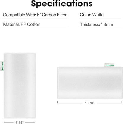 VIVOSUN 6 Inch Prefilter for 6" Carbon Filter, White, 13.78" Long