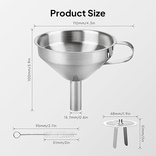 ELEGOO 3D Stainless Steel Funnel, Metal Funnel with Filter and Brush, Used for Filtering and Splash Prevention of 3D Printer Resin