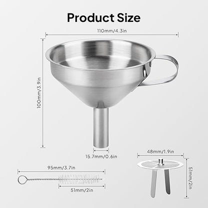 ELEGOO 3D Stainless Steel Funnel, Metal Funnel with Filter and Brush, Used for Filtering and Splash Prevention of 3D Printer Resin