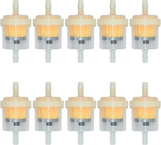 Universal Gas Inline Fuel Filters with Magnet for Motorcycle ATV Quad Go Karts Accessories 3/16 Inch (Pack of 10)