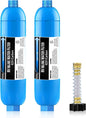 RV Inline Marine Water Filter, Reduces Chlorine, Bad Taste, Odor for RVs,NSF Certified with Flexible Hose Protector,Pack of 2