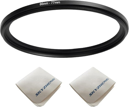 86mm Lens to 67mm Camera Lens Adapter 86mm to 67mm Step Down Ring Adapter Ring for All Brands of UV ND CPL, with Premium Lens Wiping Cloth 2 Pack (86mm-67mm)