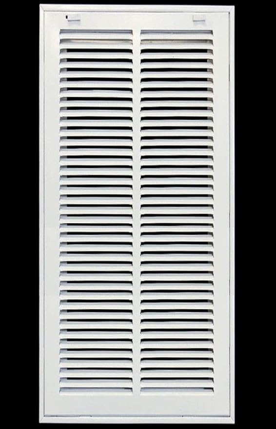 HVAC Premium 10 x 26 Duct Opening Steel Return Air Filter Grille, for 1-inch Filter, Removable Door, Flat Stamped HVAC Vent Cover Grille, Outer Dimensions 12.5 x 28.5