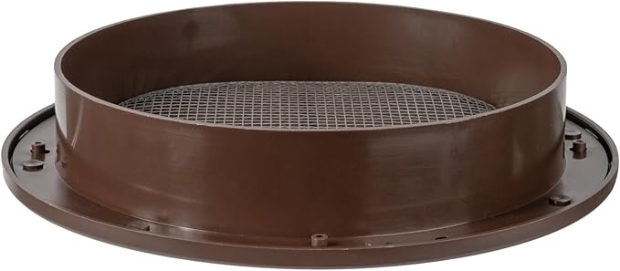 Brown 6" Inch Round Ventilation Grille with Screen mesh. (Duct 6Ø / Grille 7Ø) Ventilation Applications. Indoor and Outdoor Vent Cover - Air Vent Cover for Air Intake, Exhaust