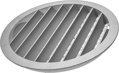 Repa Market 10" Inch Aluminum Gray Soffit Air Vent Cover - Louvered Round Gable Vent with Mesh Screen - Exhaust/Intake Ventilation Grill - House, Attic, Bathroom - Indoor/Outdoor Metal Duct Grate