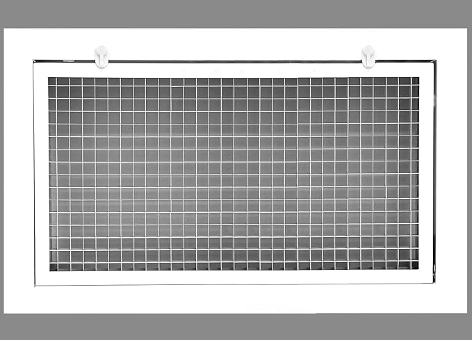 HVAC Premium 12'' x 6'' Cube Core Eggcrate Return Air Filter Grille for 1'' Filter - Aluminum - White [Outer Dimensions: 14.5'' x 8.5]