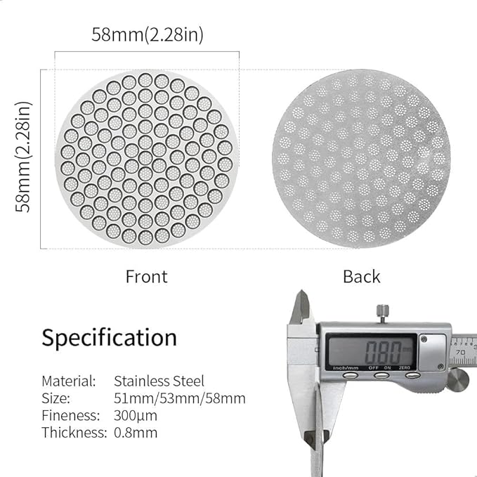 watchget 58.35mm Espresso Puck Screen Reusable Mesh Coffee Filter 0.8mm Thickness Puck Screen Stainless Steel Lower Shower Screen for 58mm Protafilter Basket