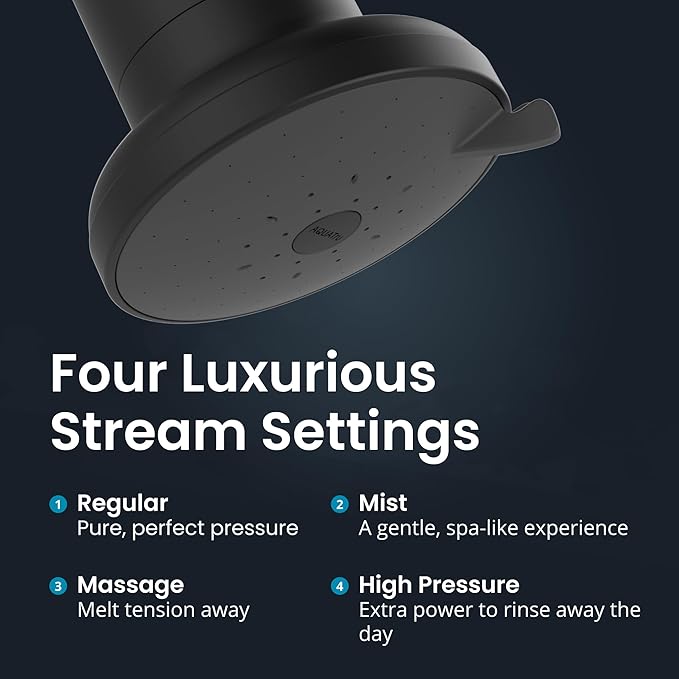 AquaTru Shower - High Pressure Shower Filter Removes Impurities from Hard Water to Support Healthy Skin, Scalp, Hair, Reduce Breakage, and Enhance Your Beauty and Self-Care Routine (Matte Black)