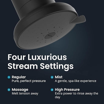 AquaTru Shower - High Pressure Shower Filter Removes Impurities from Hard Water to Support Healthy Skin, Scalp, Hair, Reduce Breakage, and Enhance Your Beauty and Self-Care Routine (Matte Black)