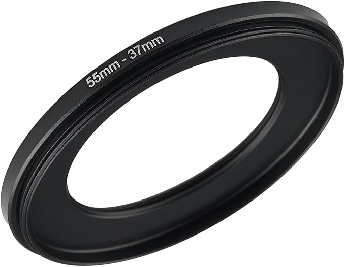 55mm to 37mm Step Up Ring Filter Adapter Black Metal Step up Adapter Rings Compatible with All Brand UV CPL ND Camera Lens Filter Step Down Ring (55mm-37mm)