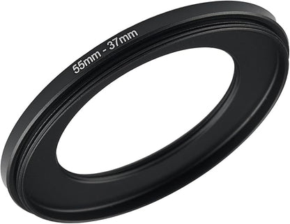 55mm to 37mm Step Up Ring Filter Adapter Black Metal Step up Adapter Rings Compatible with All Brand UV CPL ND Camera Lens Filter Step Down Ring (55mm-37mm)