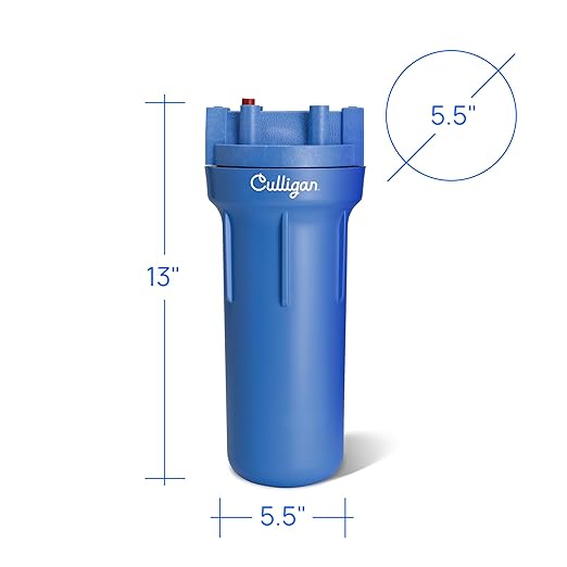 Culligan HF-150A Whole House Water Filter Housing - 3/4" Inlet/Outlet, Standard Duty, Sediment Filtration System, UV-Resistant Opaque Design, Pressure Relief Valve, NSF Certified