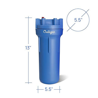 Culligan HF-150A Whole House Water Filter Housing - 3/4" Inlet/Outlet, Standard Duty, Sediment Filtration System, UV-Resistant Opaque Design, Pressure Relief Valve, NSF Certified